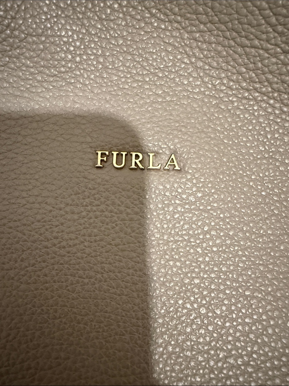 Furla Taupe Gray Pebbled Leather Crossbody with Gold Hardware - Picture 2 of 11